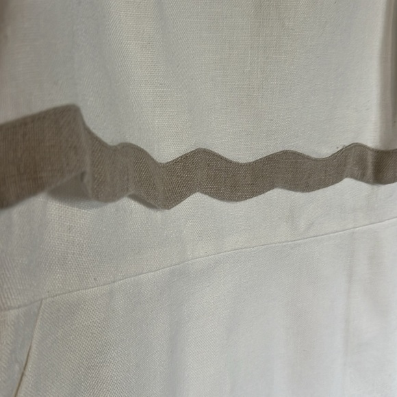 J.Crew White Sleeveless Midi Dress with Beige Trim - Picture 4 of 7